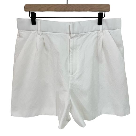 Zara White High Rise Linen Blend Pleated Bermuda Shorts Size XXL - Picture 1 of 6